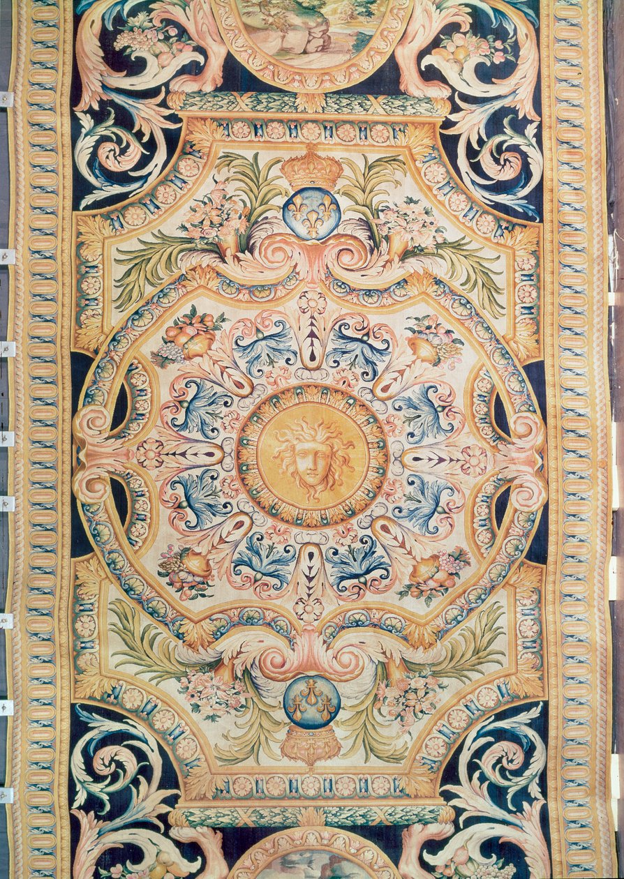 Detail eines Savonnerie-Teppichs, hergestellt für die Grande Galerie des Louvre, ca. 1680 von French School