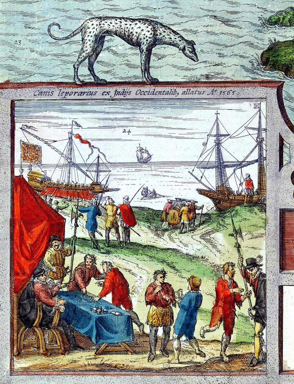 Detailansicht des Hafens von Cadiz mit Handel mit Westindien von French School