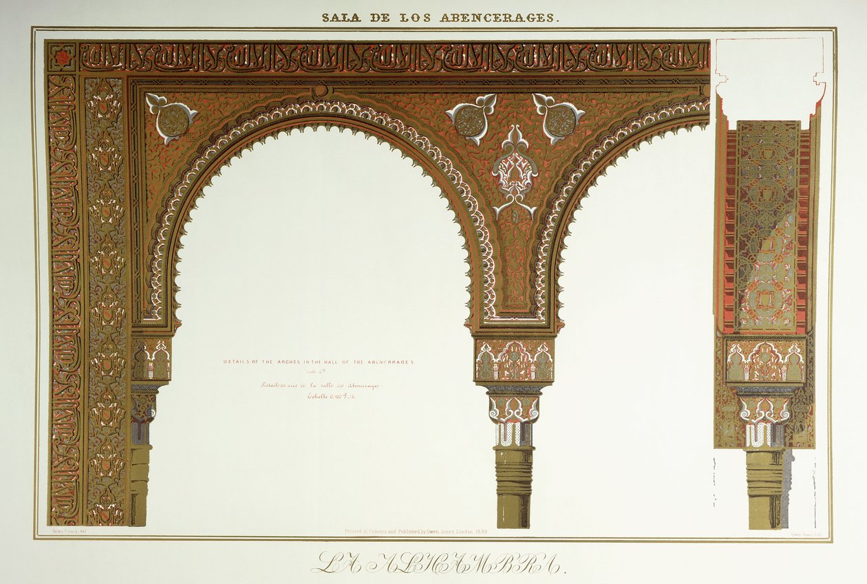 Details der Bögen in der Sala de los Abencerages von French School