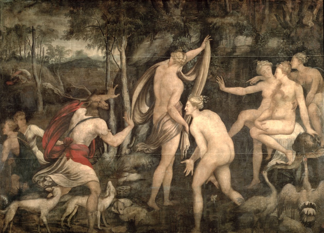 Diana und Actaeon, Fontainebleau-Schule, Mitte des 16. Jahrhunderts von French School