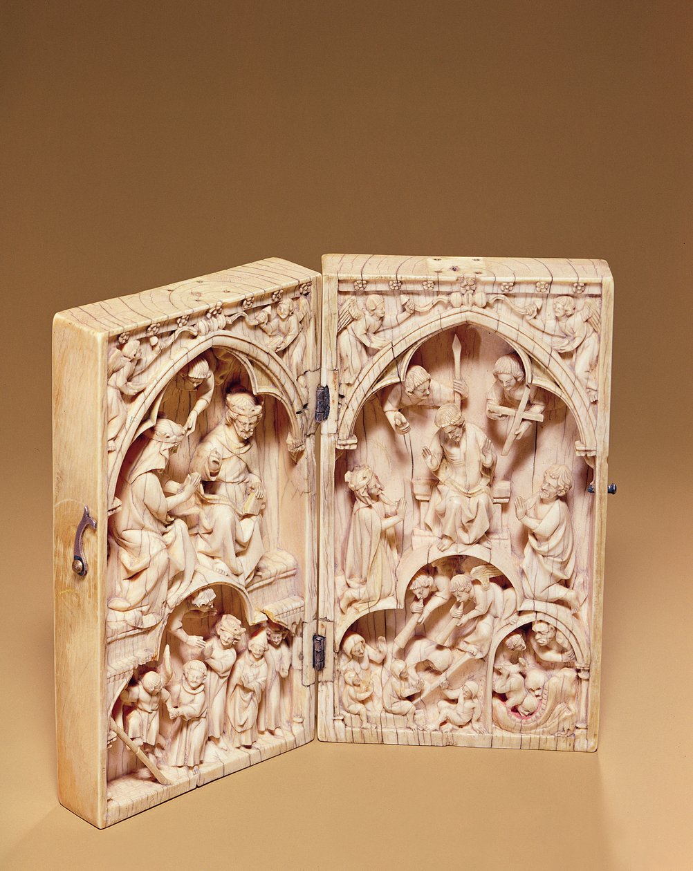 Diptychon mit der Krönung der Jungfrau und dem Jüngsten Gericht, ca. 1260-70 von French School