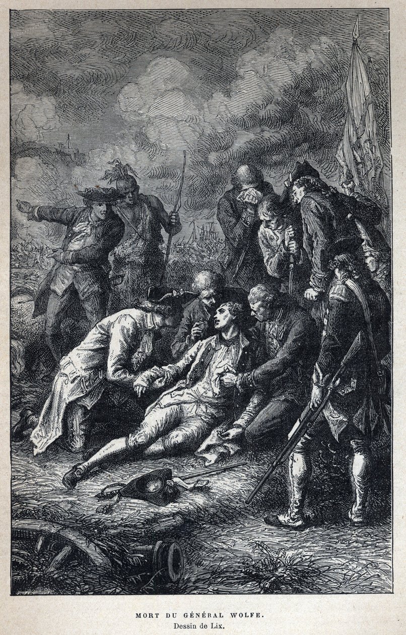 Entdecke Kanada: Tod von General James Wolfe (1727-1759), britischer Militär, in der Schlacht von Quebec am 13. September von French School