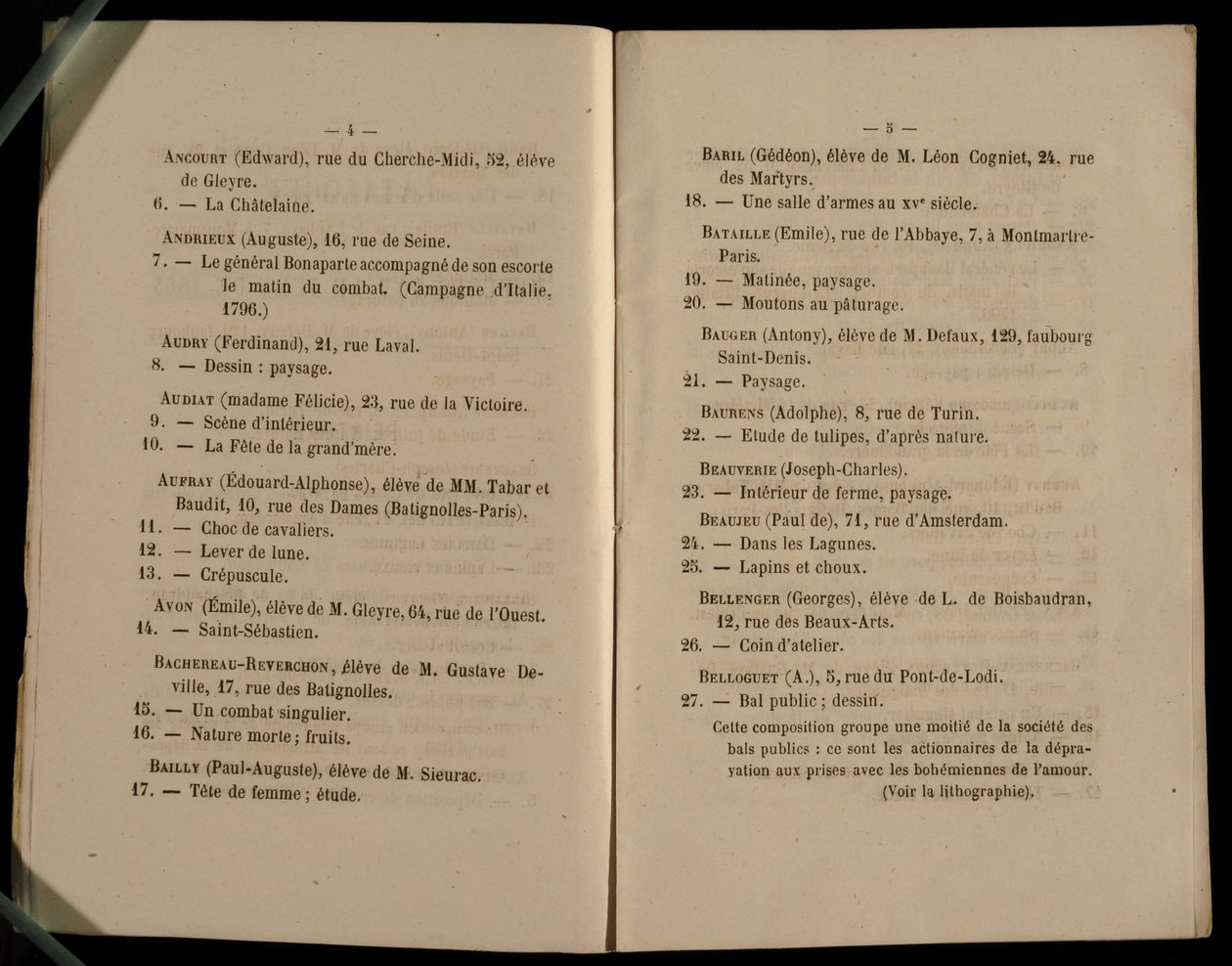 Doppelseite aus dem Salon des Refuses, 1863 von French School