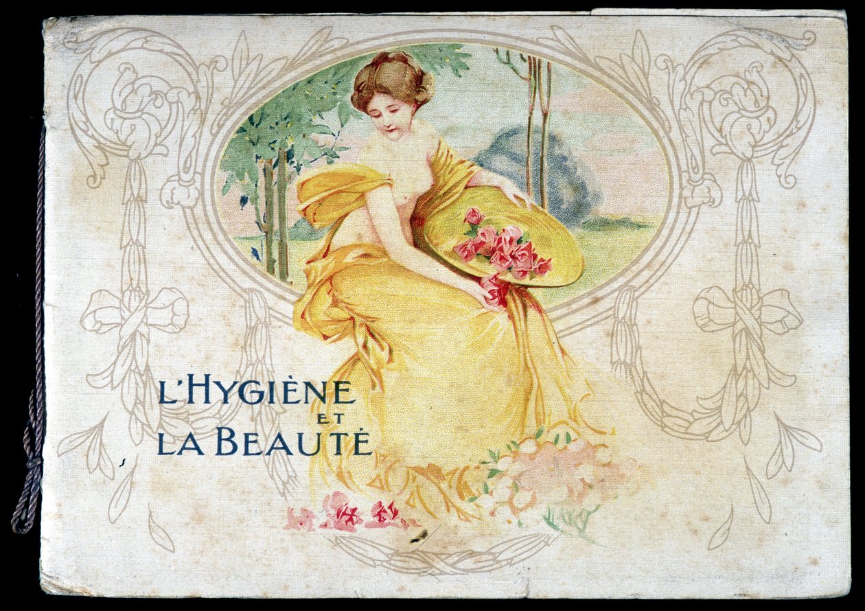 Zeichnung, die eine nackte junge Frau darstellt, die Hygiene und Schönheit symbolisiert. von French School