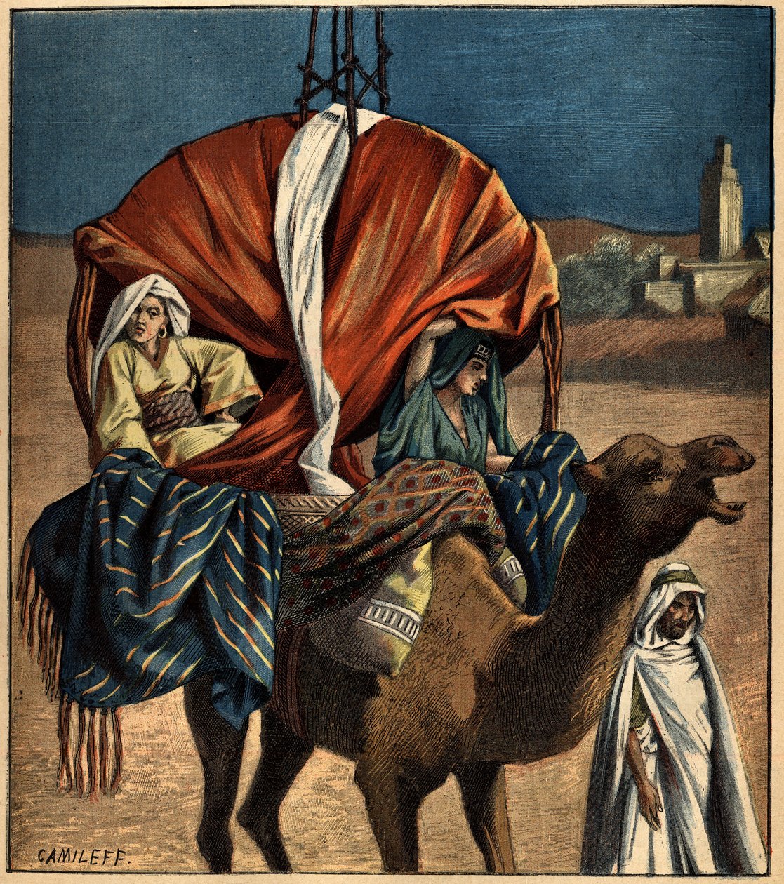 Dromedar als Transportmittel. Tunesien, Afrika von French School