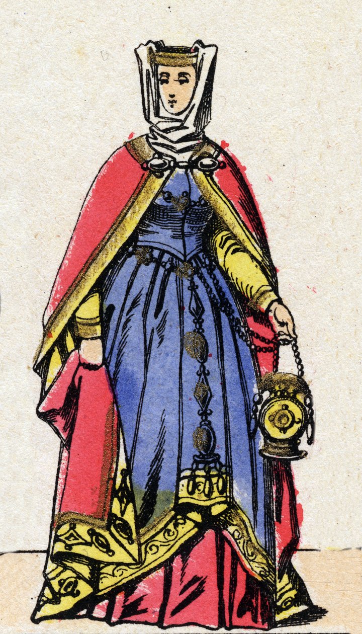 Kapetingische Dynastie: Porträt von Isabella von Aragon, Königin von Frankreich, Ehefrau von Philipp III. dem Kühnen von French School