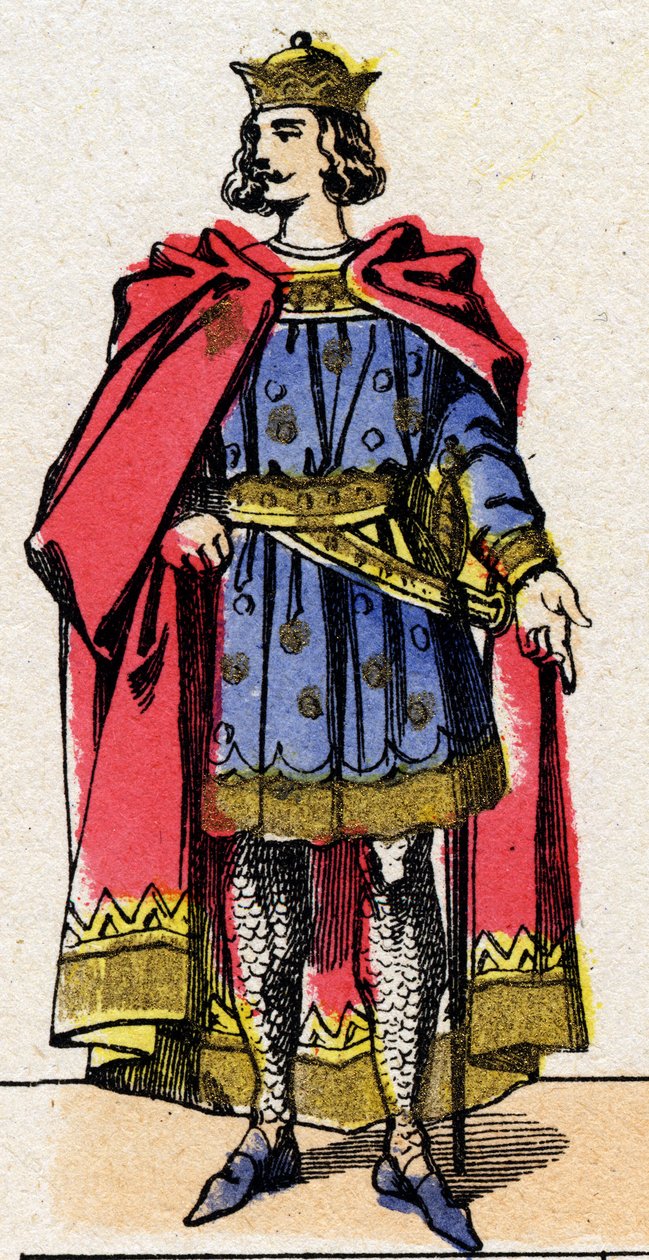 Dynastie der Kapetinger: Porträt von Ludwig VII. genannt der Jüngere (1120-1180), König der Franken von 1137 bis 1180. Epinal-Bildgebung aus dem späten 19. Jahrhundert. Private Sammlung. von French School