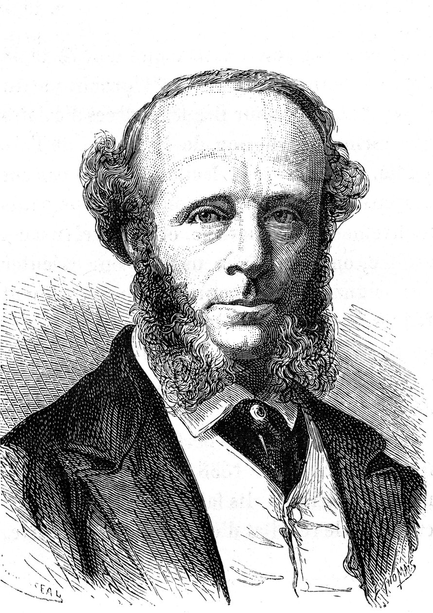 Edward Orange Wildman WITEHOUSE (1816-1890), englischer Elektroingenieur am transatlantischen Telegrafenkabel. Gravur 1868 von French School