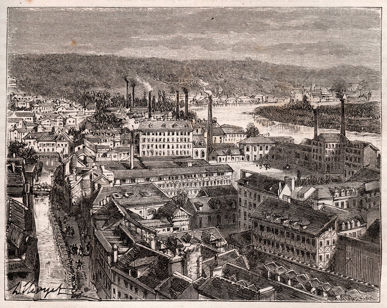 Elbeuf - Seine-Maritime - Gravur in „La France illustree: Geographie, Geschichte, statistische Verwaltung“ von V.A. Malt-Brown. 1884 von French School