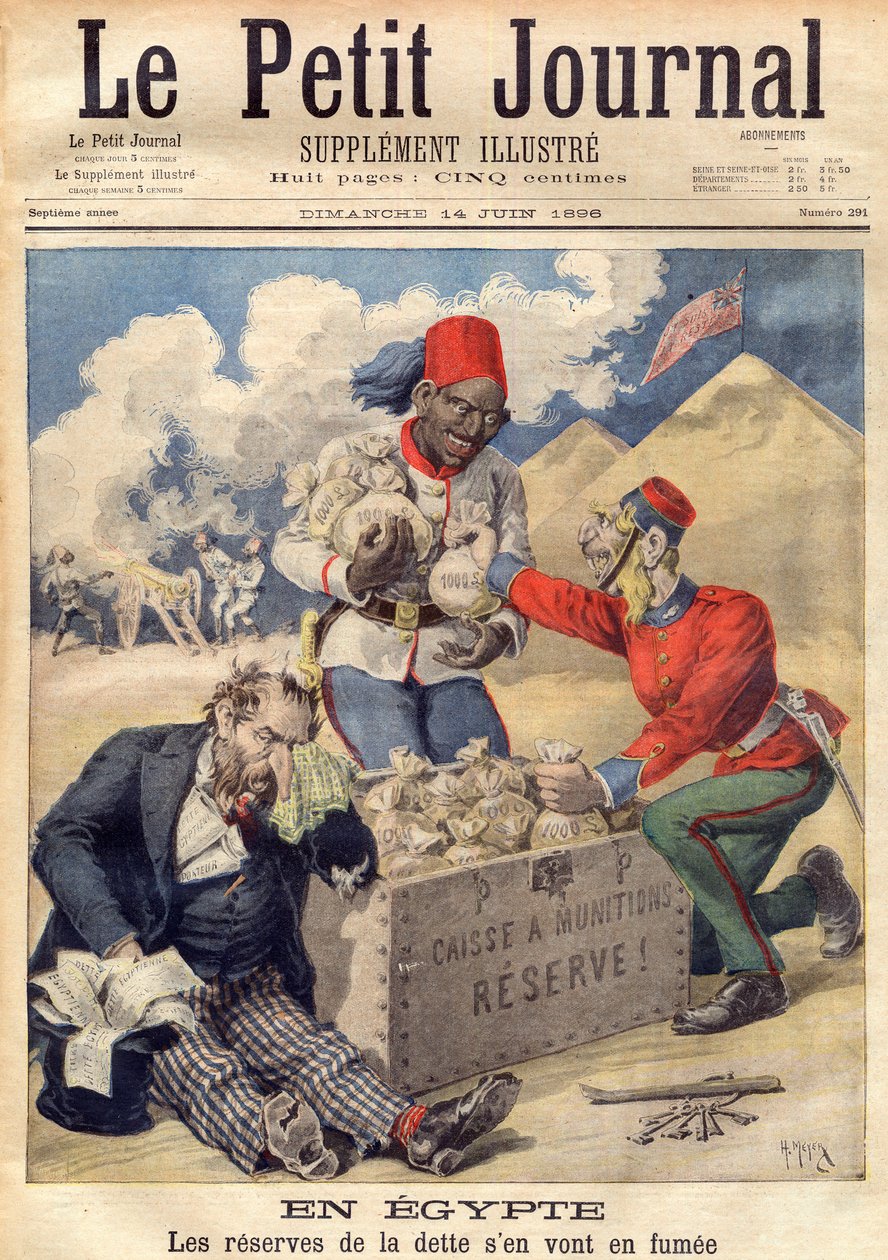 England greift auf die Reserven der ägyptischen Schulden zu, um eine Militäroperation im Juni 1896 zu finanzieren - Illustration aus 