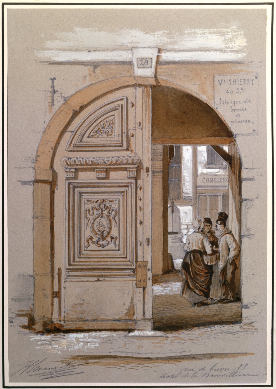 Eingang zum Hotel der Marquise de Brinvilliers, 28 rue de Bievre, Paris von French School
