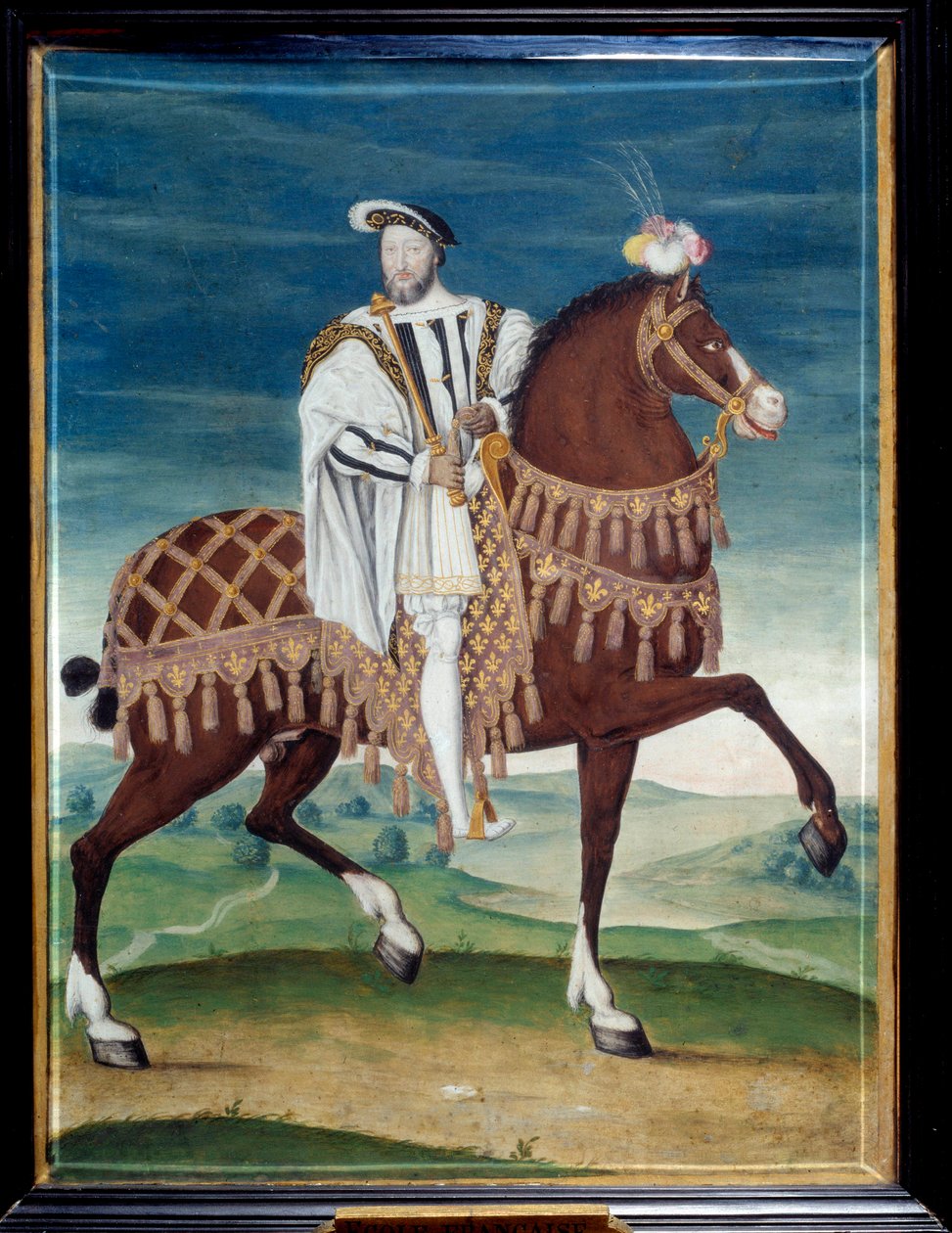 Reiterporträt von Franz I. (1494-1547), König von Frankreich. Anonymes Gemälde der französischen Schule. 16. Jahrhundert von French School