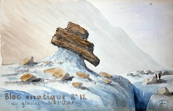 Erratischer Block Nr. 12 am Aar-Gletscher in den Schweizer Alpen von French School