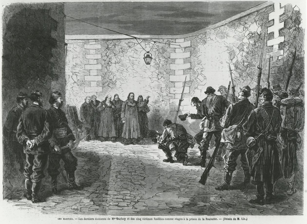 Hinrichtung von Georges Darboy, 24. März 1871 (Gravur) von French School