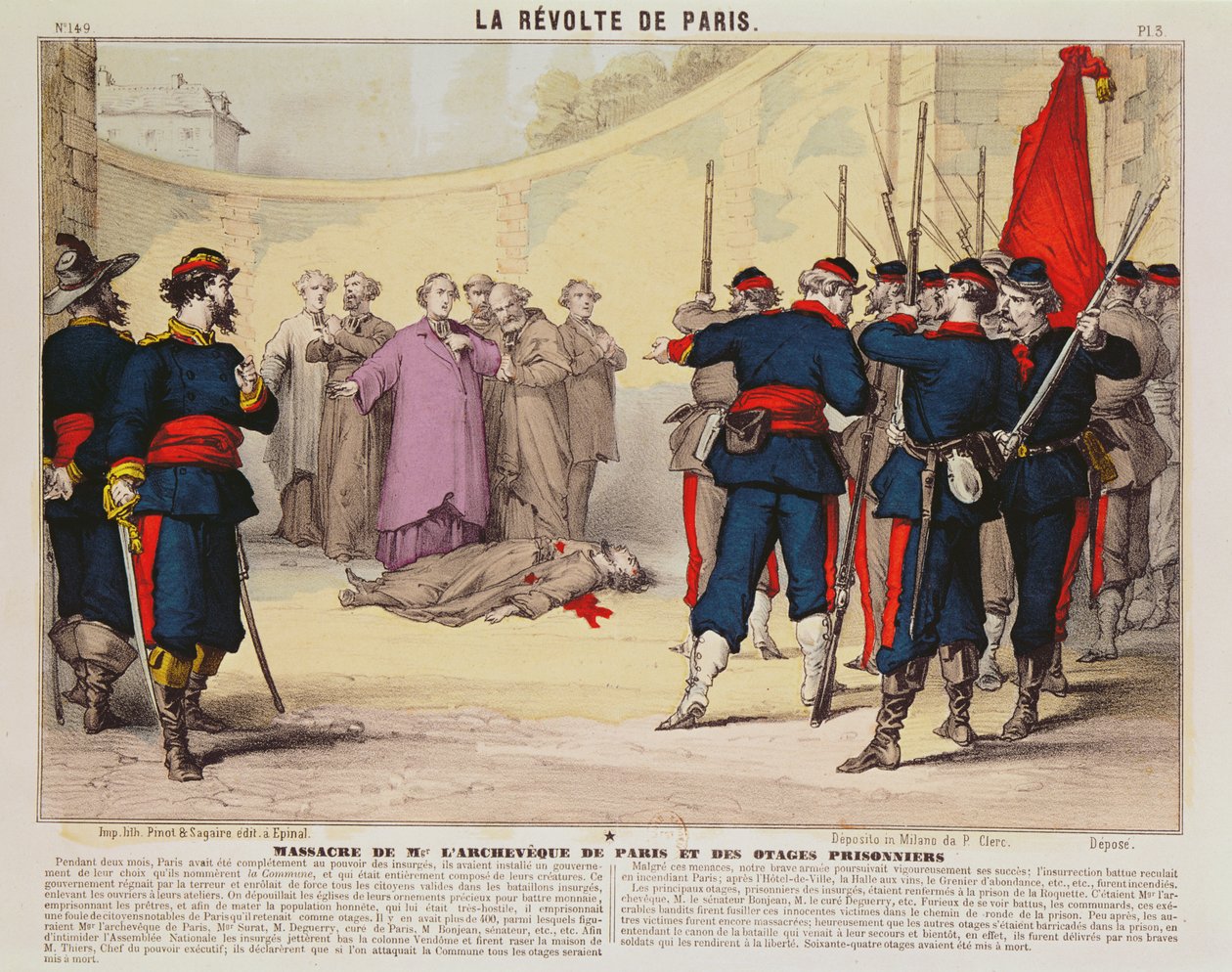 Hinrichtung des Erzbischofs von Paris, Monseigneur Darboy, während der Pariser Kommune, 1871 von French School