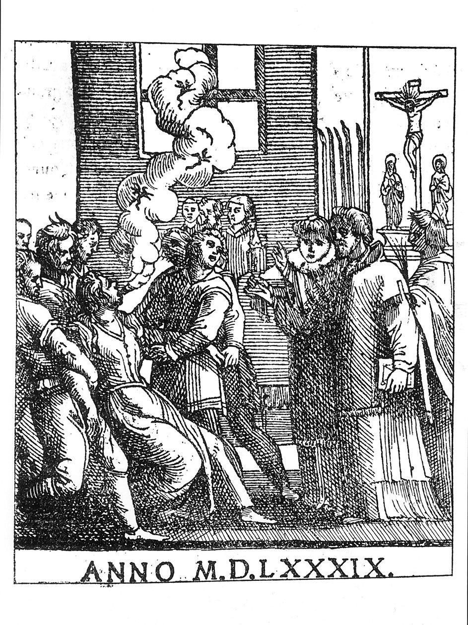 Exorzismusszene im Jahr 1589 von French School