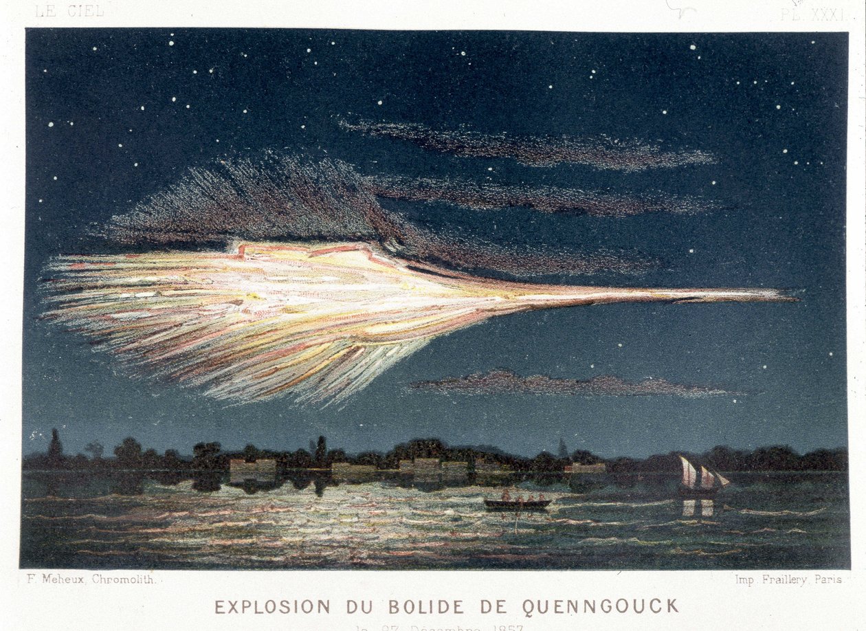 Explosion des Boliden von Quenngouck (Meteorit) am 27. Dezember 1857 - in „Le Ciel“ von Amédée Guillemin, Paris von French School
