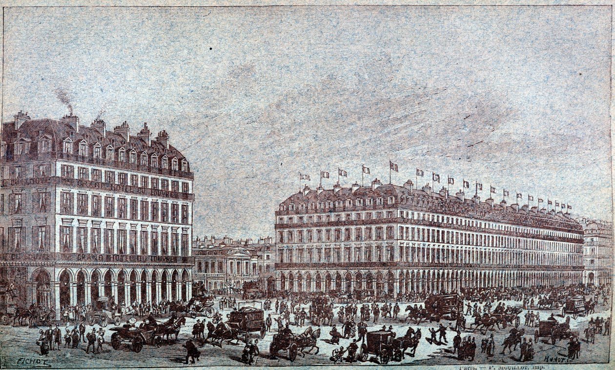 Außenansicht der Louvre-Kaufhäuser von French School
