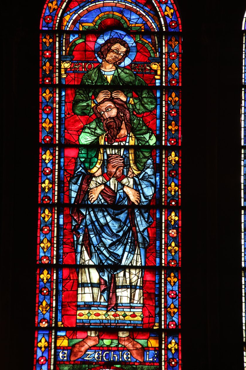 Ezechiel mit St. Johannes auf seinen Schultern von French School