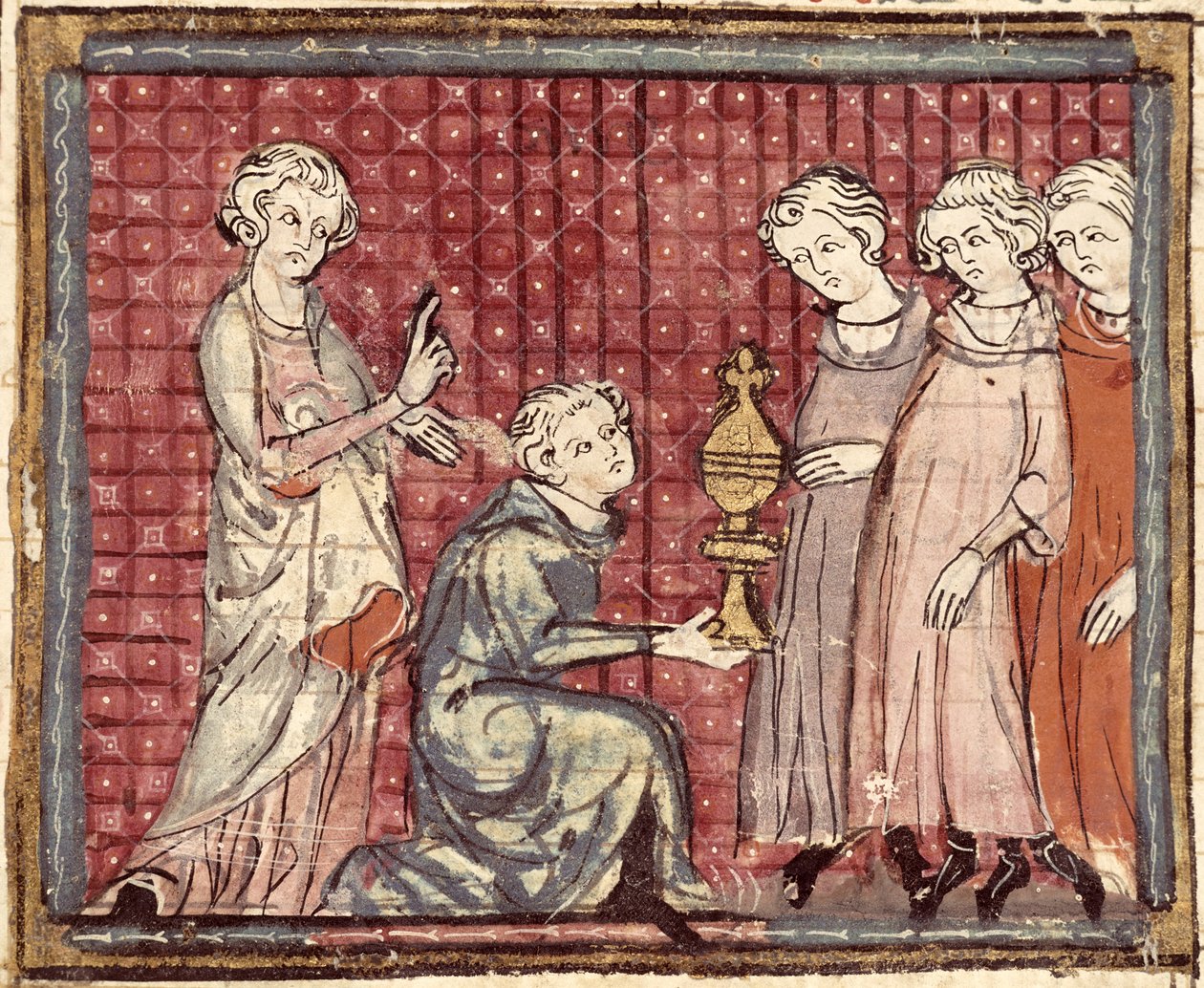 F.29r Die Teilung des Königreichs nach dem Tod von Chlothar I. (497-561), aus den Grandes Chroniques de France 1375-79 von French School