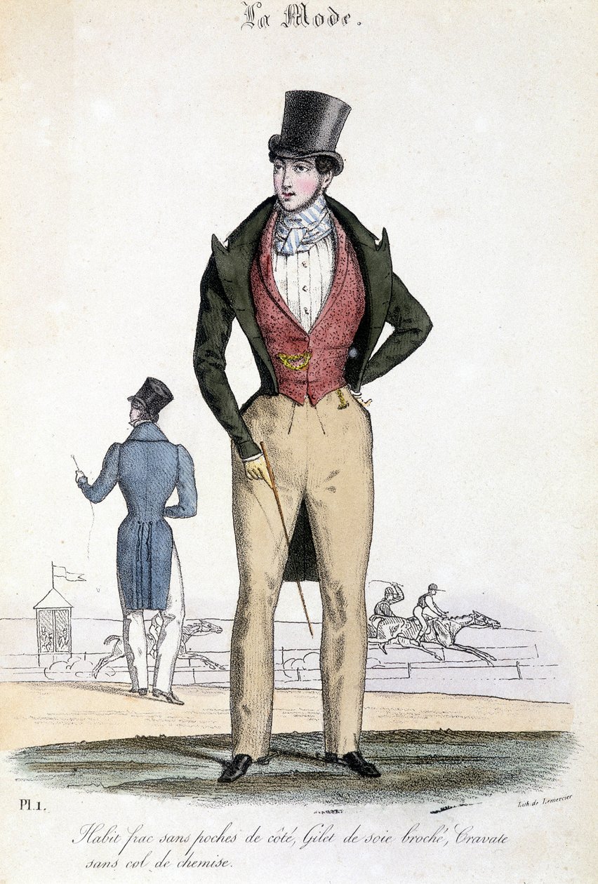 Männliche Mode im Jahr 1829 - in „Les Modes“ von French School