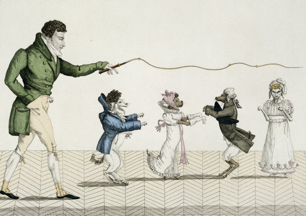 Modische Hunde, Tafel 35 aus Le Bon Genre, 1808 von French School