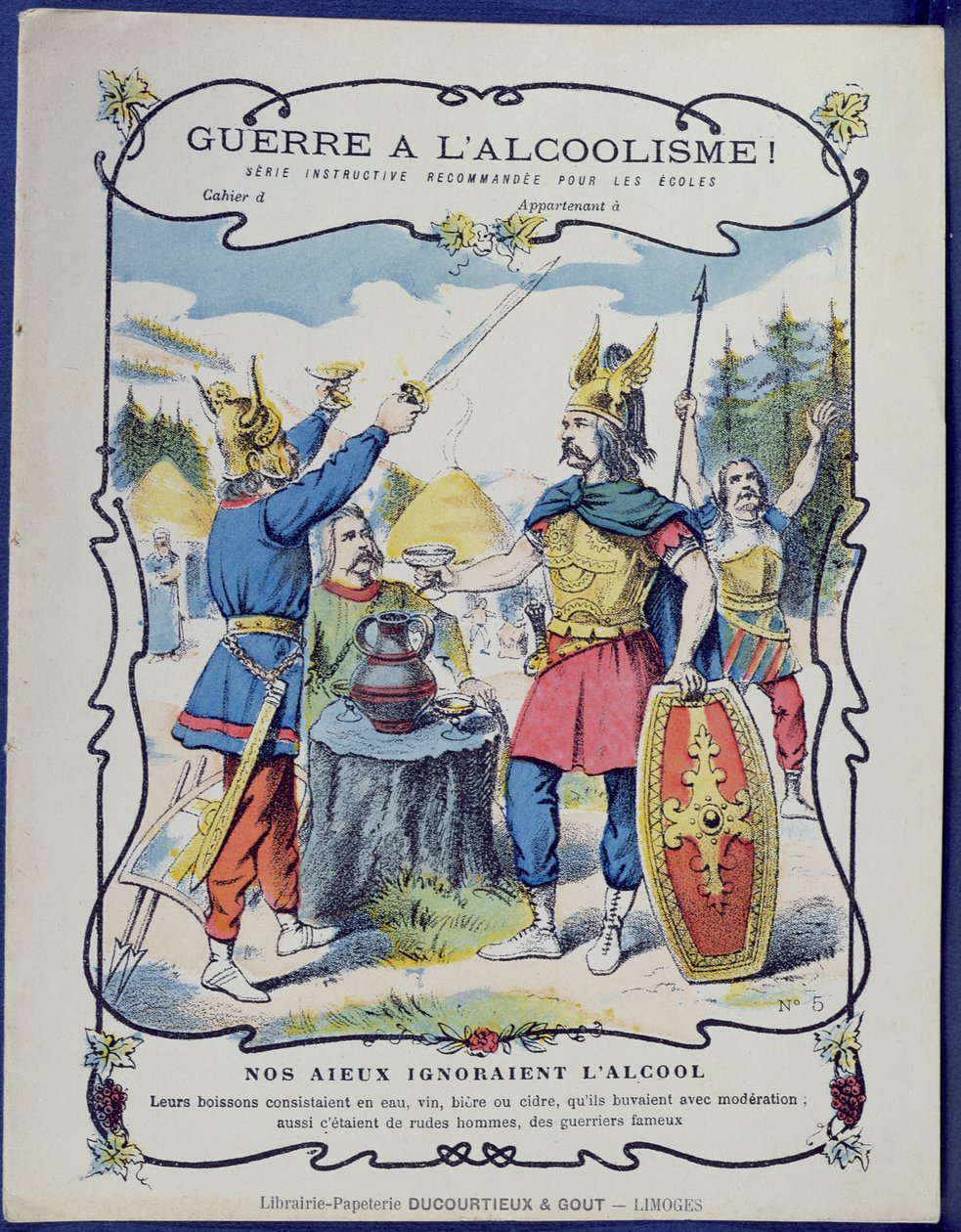 Kampf gegen den Alkoholismus!, eine Illustration gallischer Krieger von French School