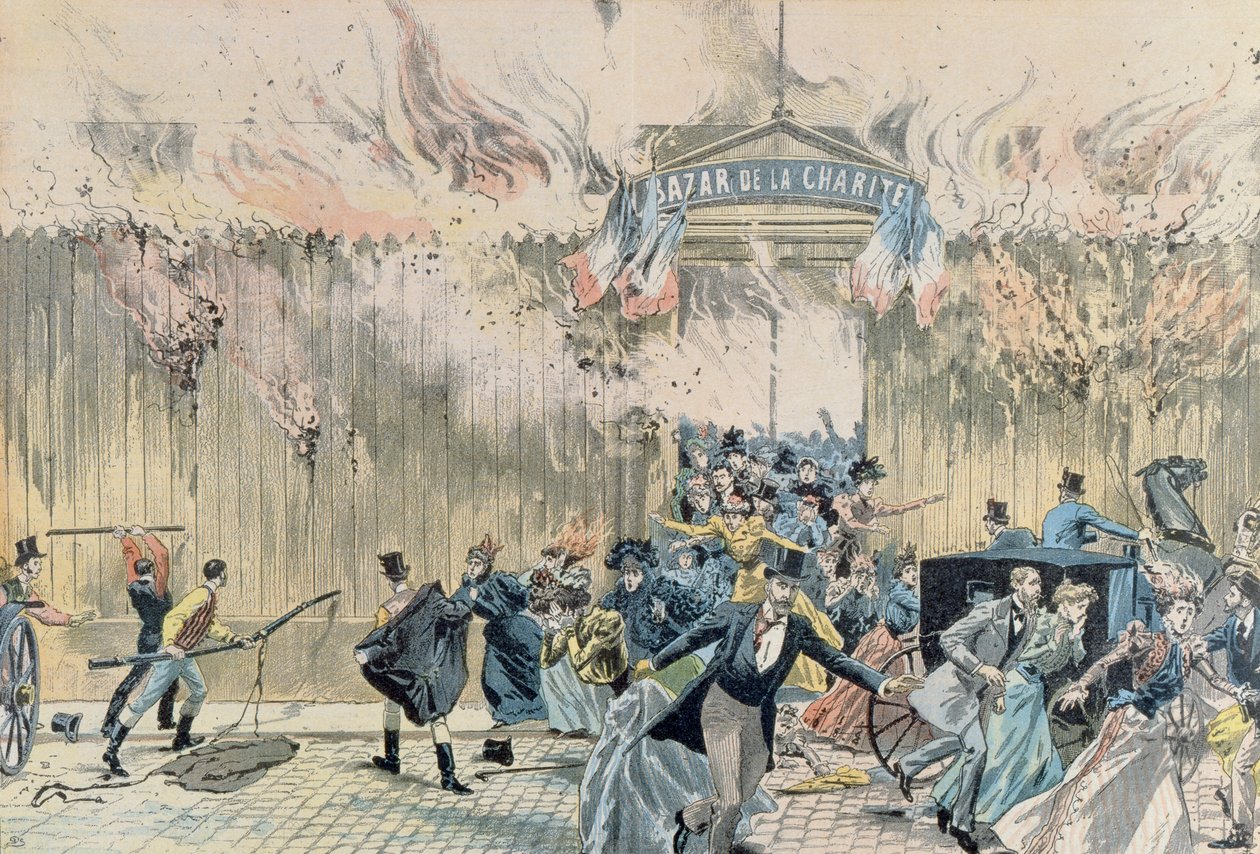 Brand im Bazar de la Charité, 4. Mai 1897, aus Le Pèlerin, 1897 von French School