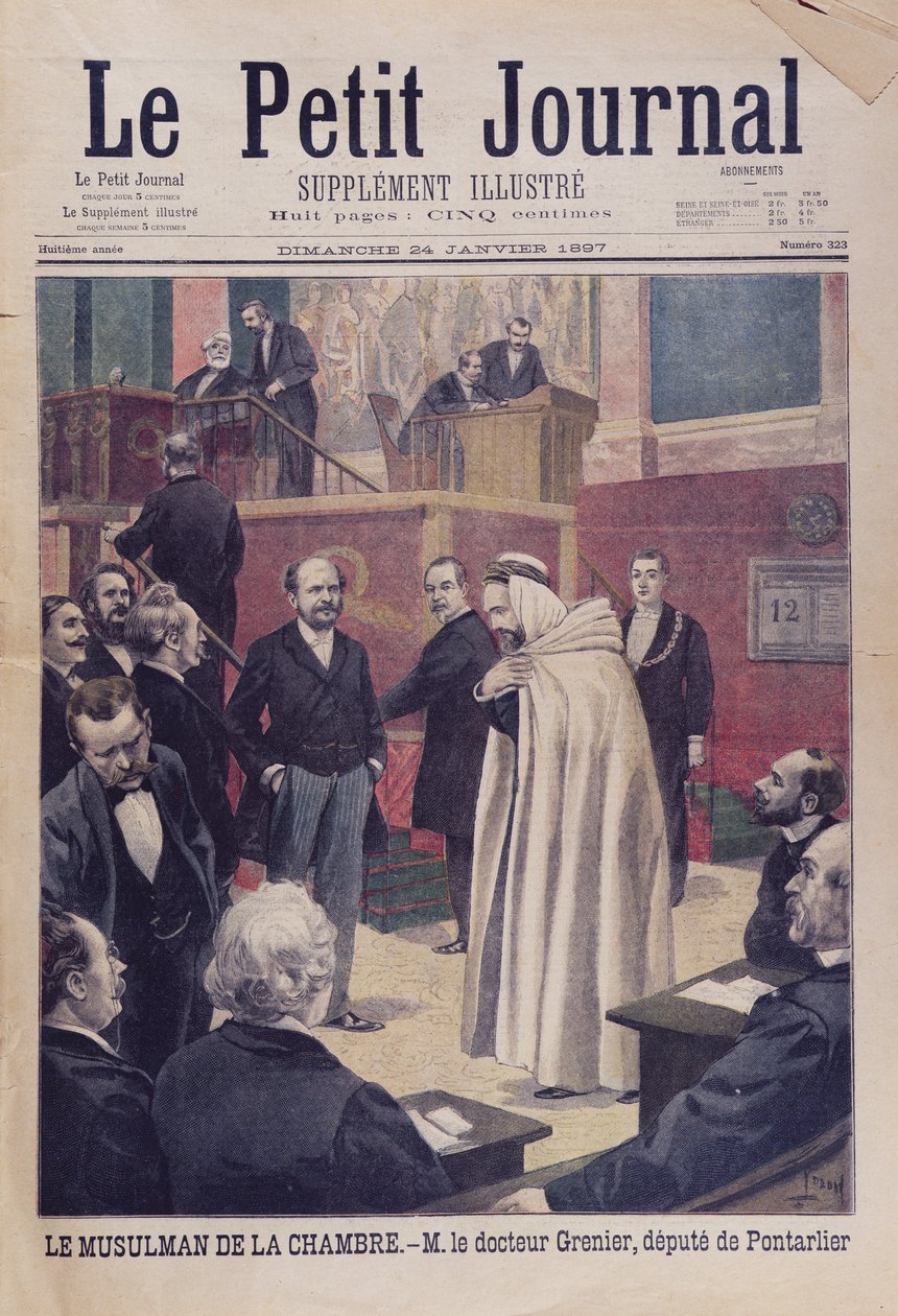 Erster muslimischer Abgeordneter in der französischen Nationalversammlung, Dr. Philippe Grenier, Titelbild von Le Petit Journal, 24. Januar 1897 von French School