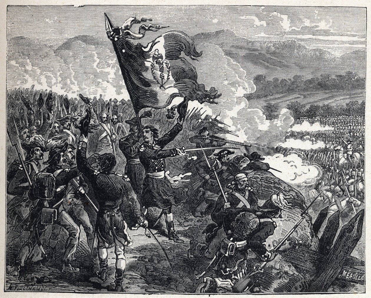 Erste Koalition: Oberst Antoine Guillaume Rampon (1759-1842) in der Schlacht von Montenotte am 12. April von French School