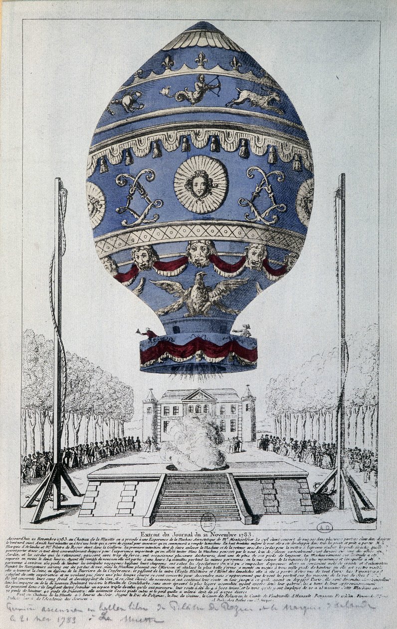 Erster menschlicher Flug von Pilâtre de Rozier am 21. November 1783 von French School