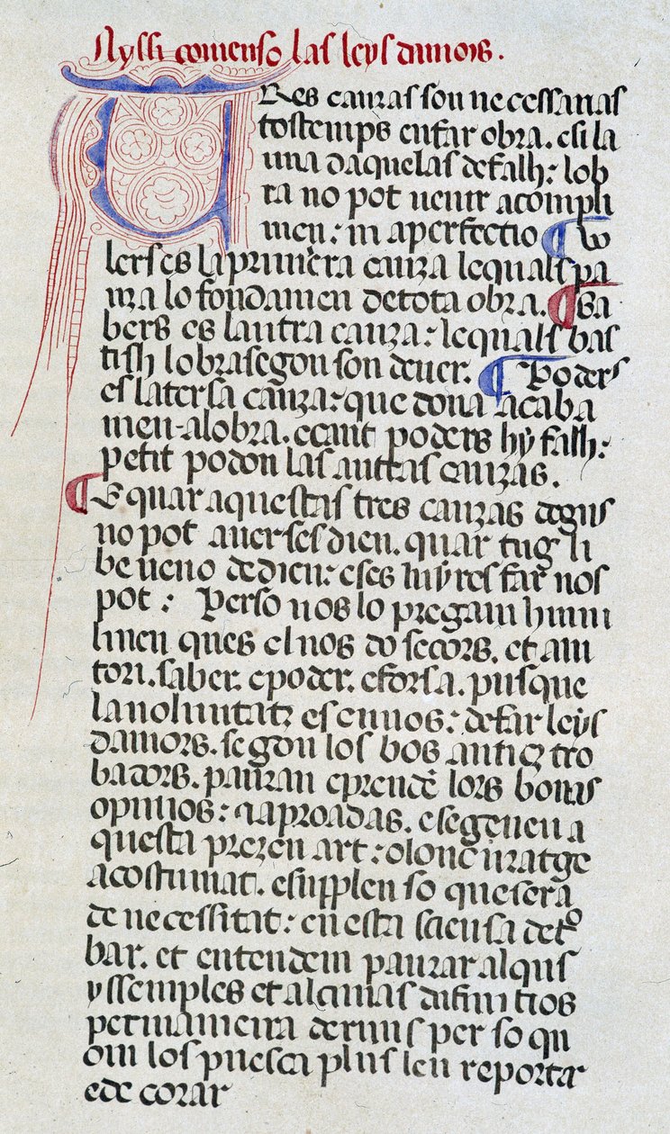 Erste Seite des Manuskripts der „Leys d