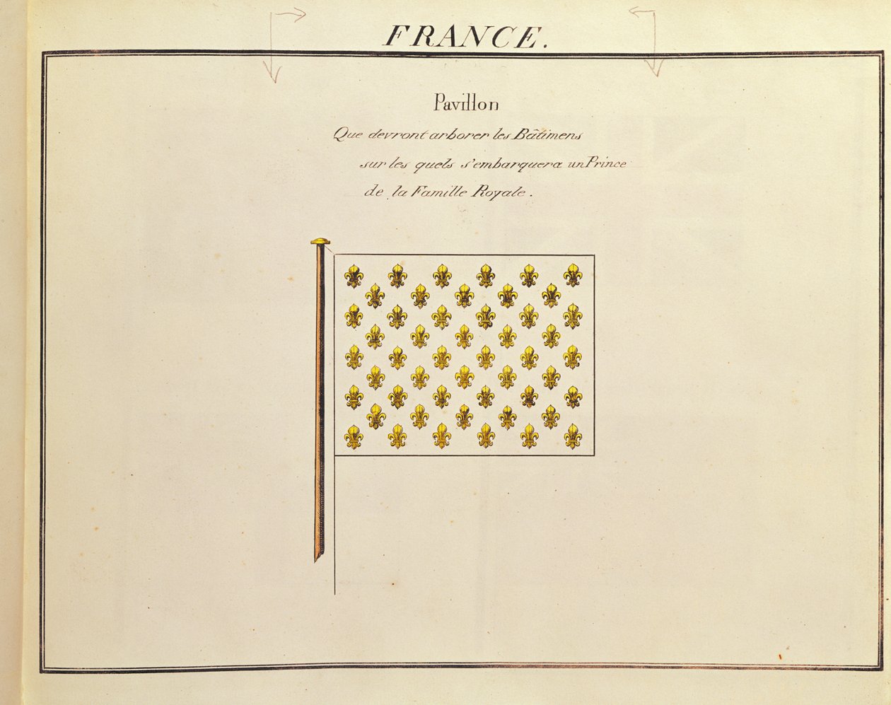 Flagge eines Prinzen der königlichen Familie, aus Pavillons des Puissances Maritimes von French School