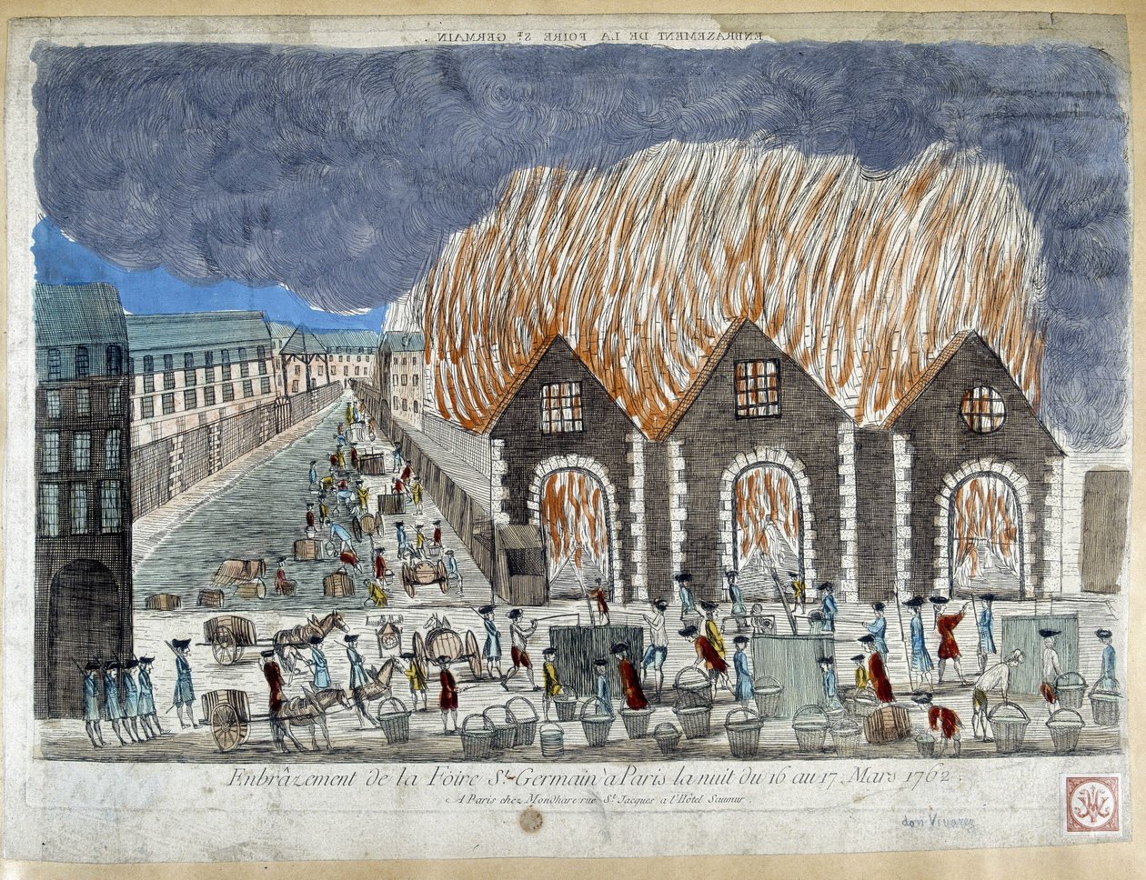Foire de la Foire Saint Germain in Paris, die Nacht vom 16. auf den 17. März 1762 - Gravur von French School