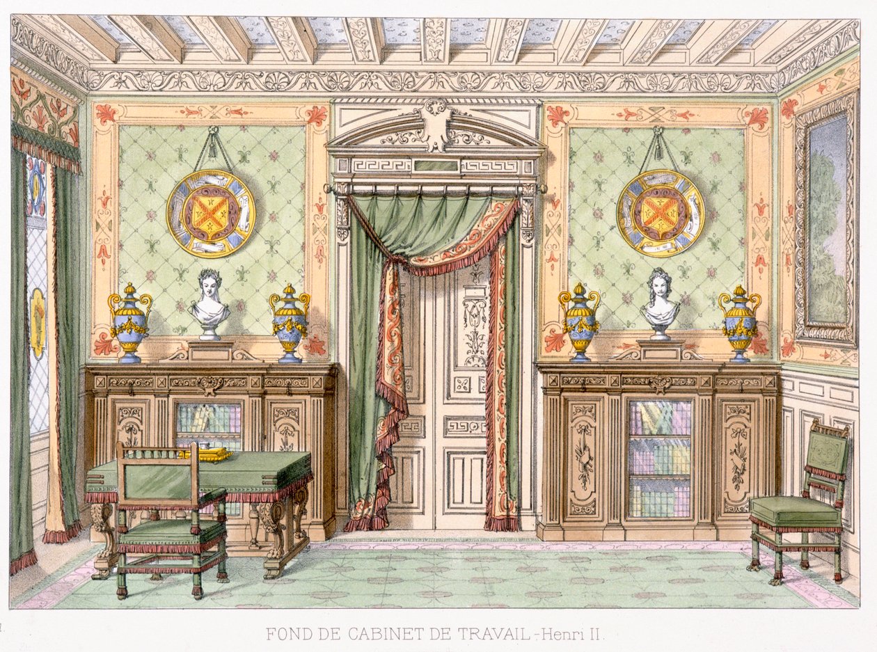Fonde de cabinet de travail im Stil von Henri II aus Le Garde-Meuble von French School