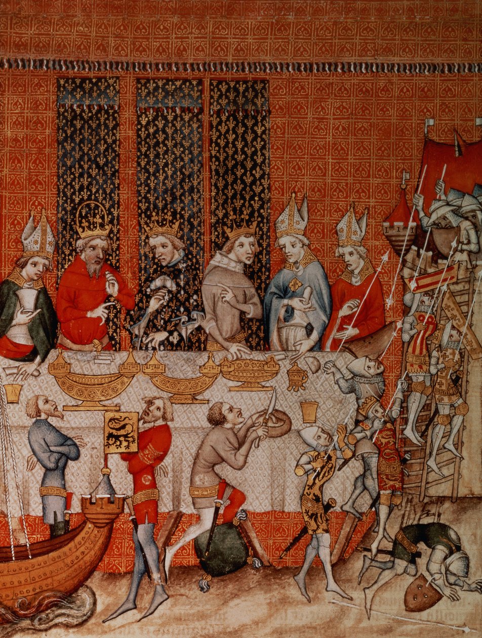 Fr 2813 f.473 Bankettszene, aus den Grandes Chroniques de France, 1375-79 von French School