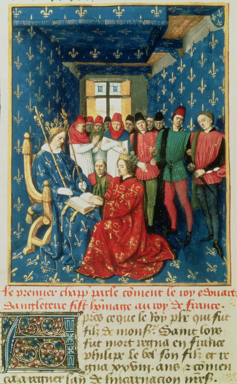 Edward I (1239-1307) huldigt dem König von Frankreich, Philippe IV le Bel (1268-1314), für das Herzogtum Aquitanien von French School