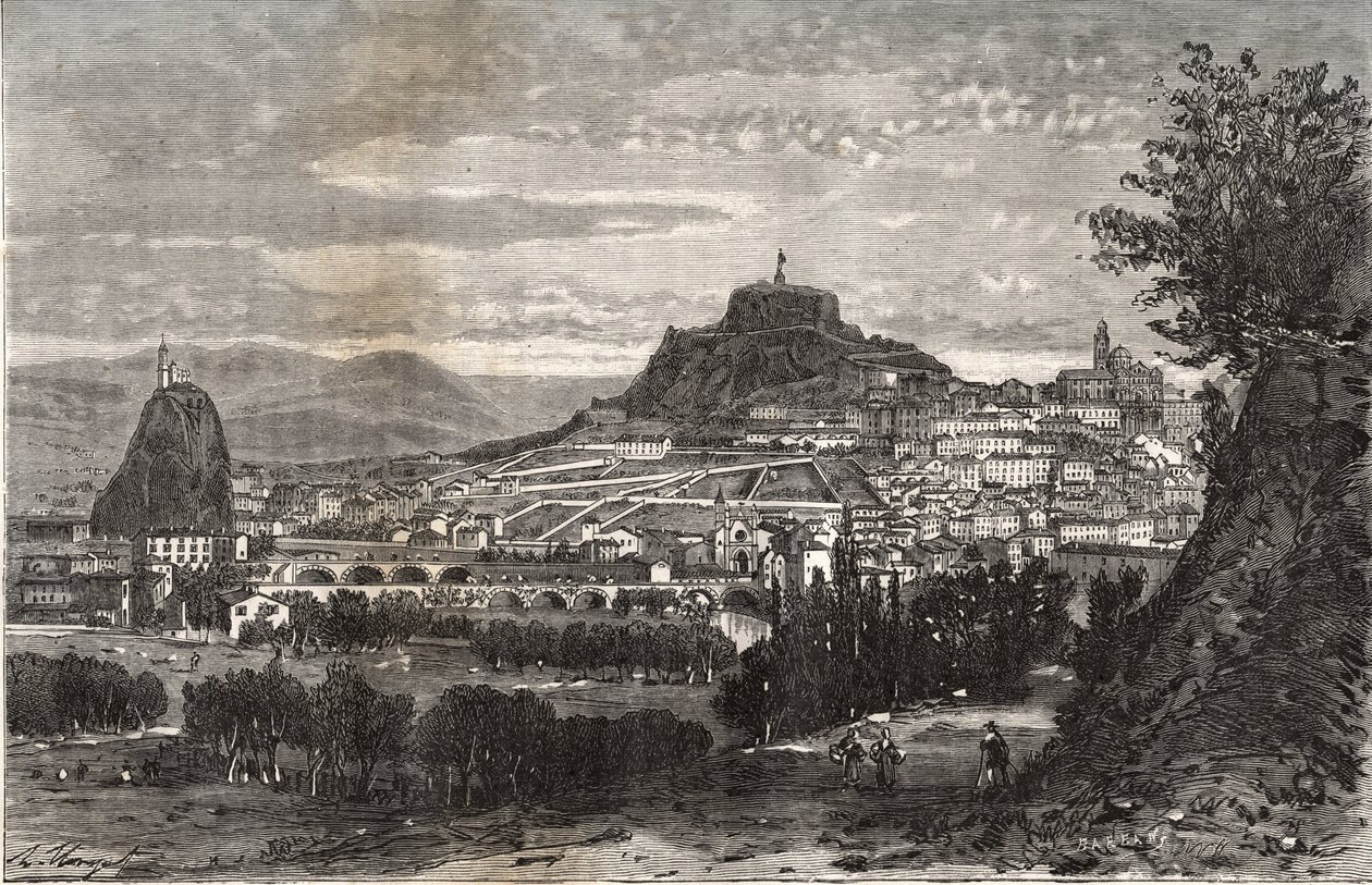 Frankreich, Auvergne, Haute-Loire (43), Le Puy-en-Velay - Gravur in „La France illustrée: Geographie, Geschichte, statistische Verwaltung“ von V.A. Malt-Brown. 1884 von French School