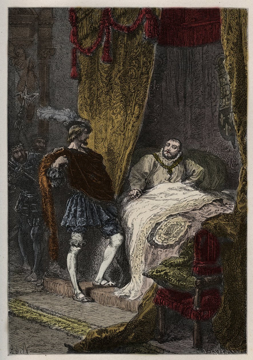 Francois I. (1494-1547) überrascht Heinrich VIII. (1491-1547) am Morgen im Camp du Drap d