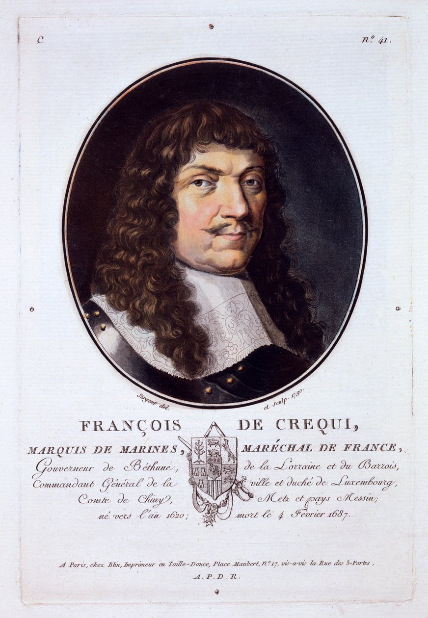 Francois de Crequi, Marquis de Marines, aus Portraits des grands hommes, femmes illustres, et sujets memorables de France, veröffentlicht 1787-92 von French School