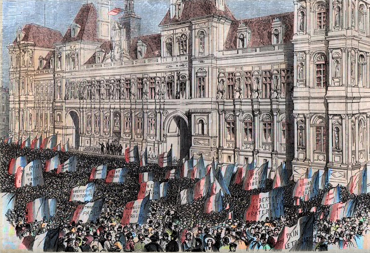 Französische Provisorische Regierung von 1848 - Gouvernement provisoire de 1848 - Die Wahlen im April 1848 - Demonstration der Arbeiter im Hotel de Ville de Paris (17. März) von French School