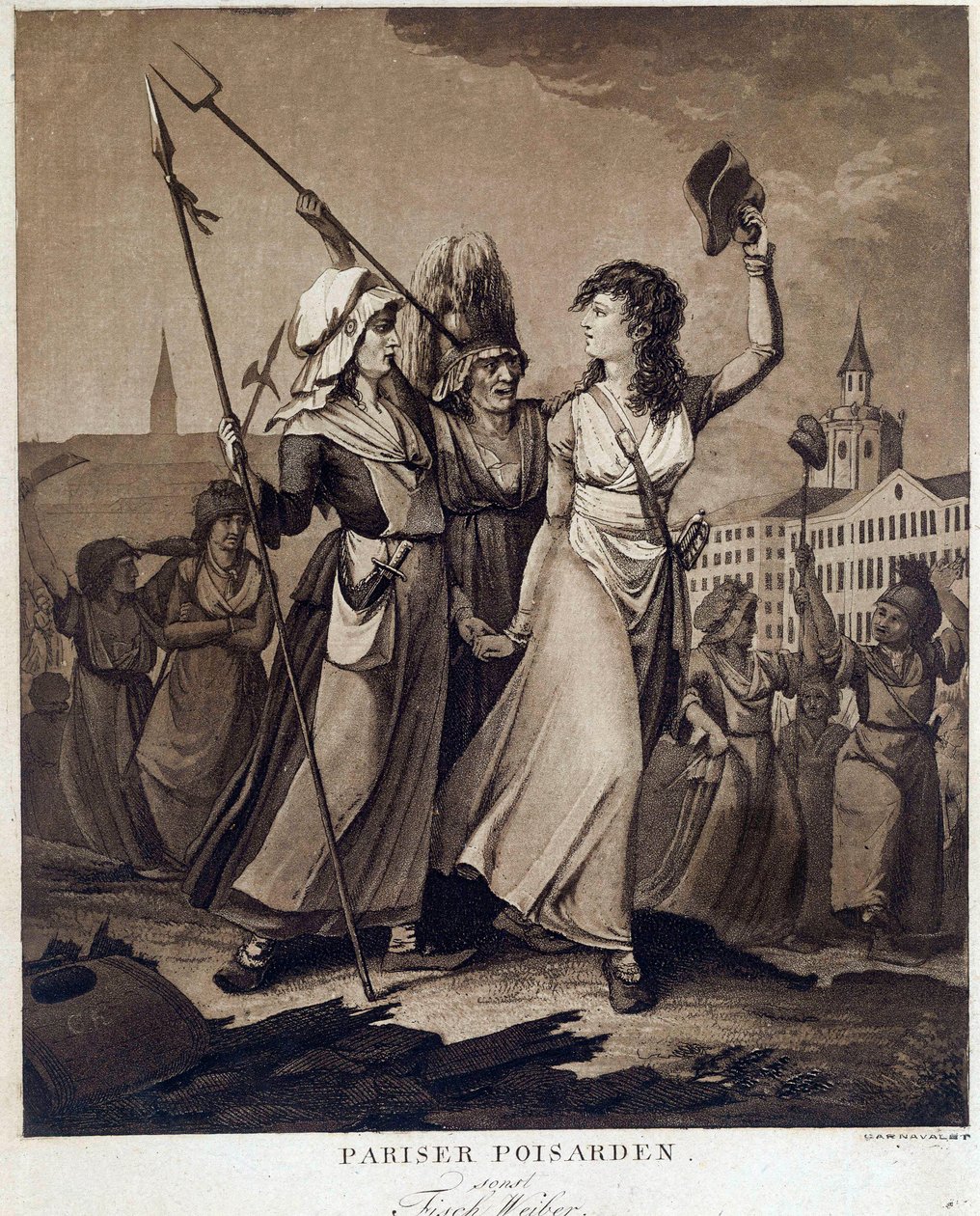 Französische Revolution: „Pariser Fischweiber“ Druck um 1789 Paris, Musee Carnavalet von French School