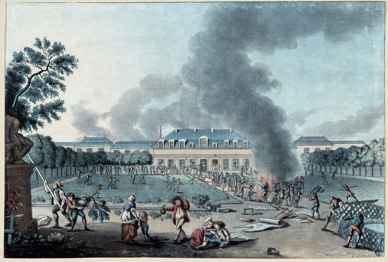 Französische Revolution: „Plünderung der Tapetenfabrik von Reveillon am 28. April von French School