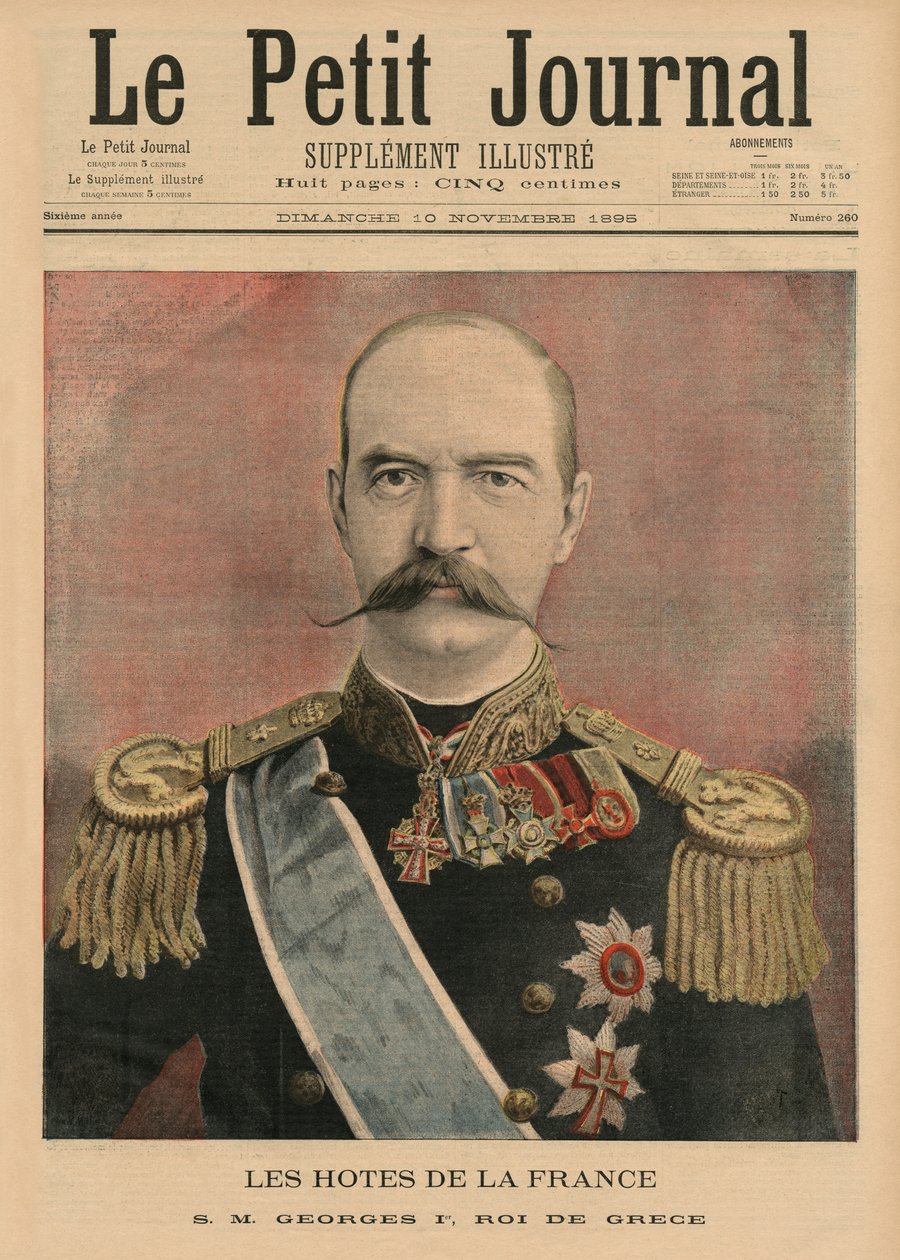 Französische Gastgeber, Seine Majestät Georg I., König von Griechenland, Titelbildillustration aus 