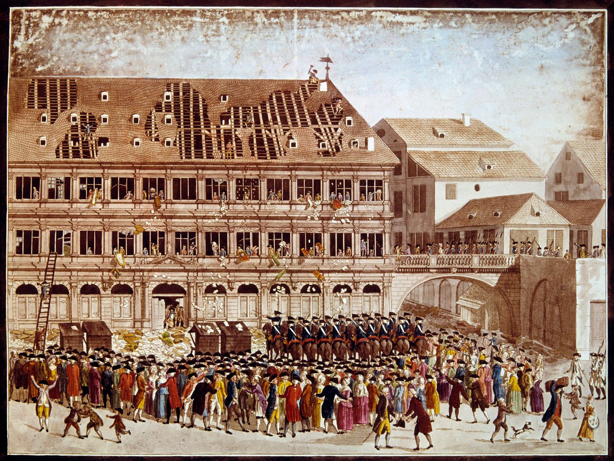 Französische Revolution: Plünderung des Rathauses von Straßburg am 20.07.1789 von French School