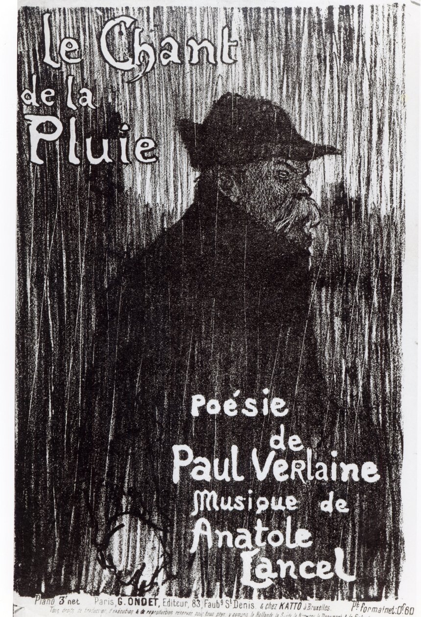 Titelblatt der Partitur Le Chant de la pluie, nach einem Gedicht von Paul Verlaine, 1844 von French School