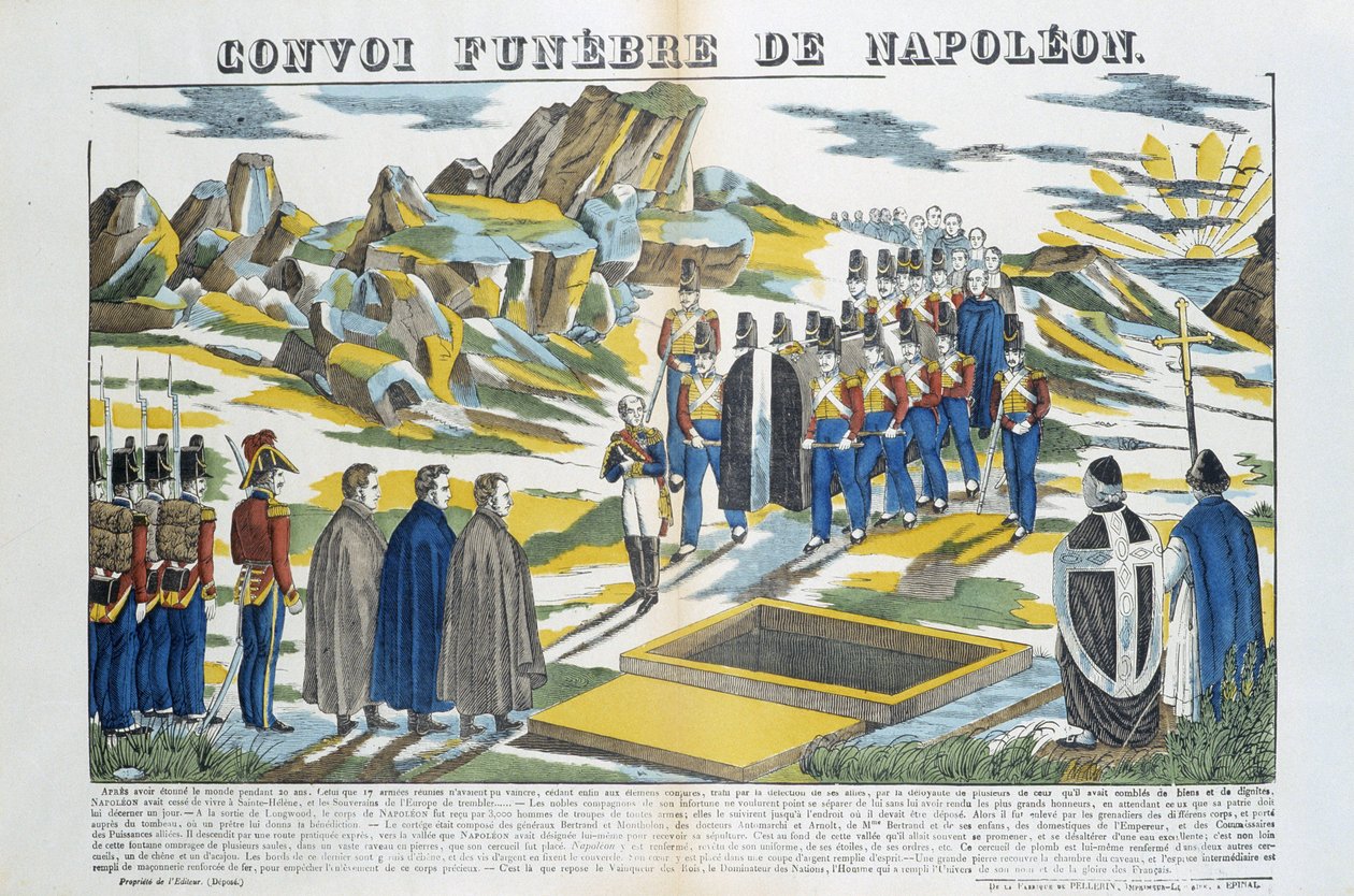 Trauerzug von Napoleon-le-Grand Bonaparte (1769-1821) auf der Insel Sainte-Helene. Bild von Epinal von French School