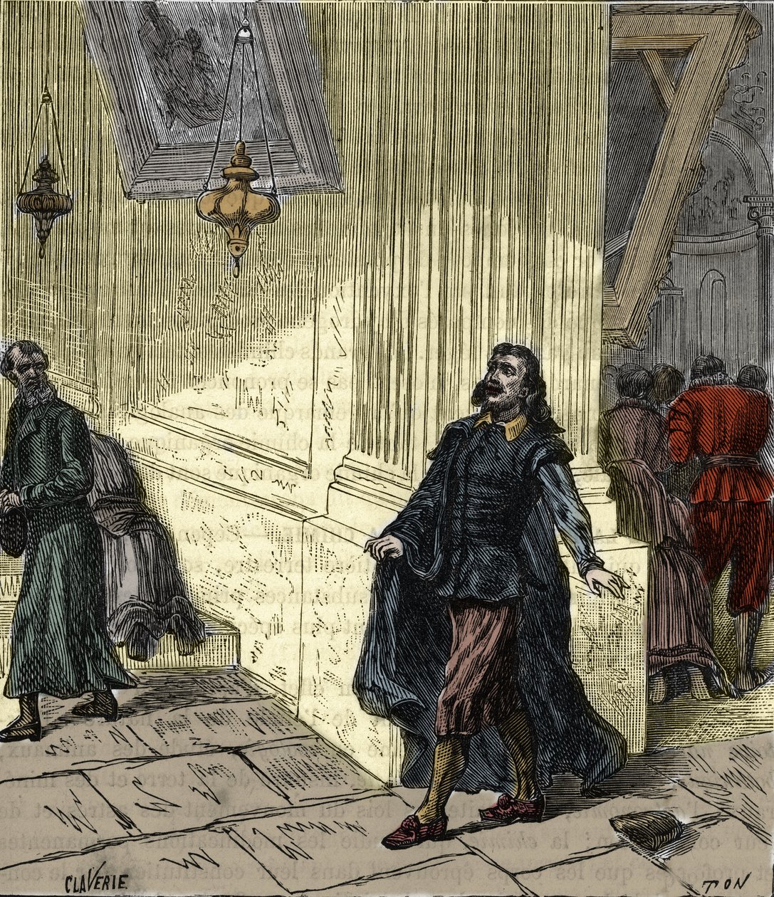 Galileo Galilei (1564-1642), italienischer Wissenschaftler, beobachtet das pendelartige Schwingen einer Lampe in der Kathedrale von Pisa, Italien, im Jahr 1582 - Galileo Galilei genannt Galilei (1564-1642) beobachtet die Schwingung der Lampe der Kathedrale von French School