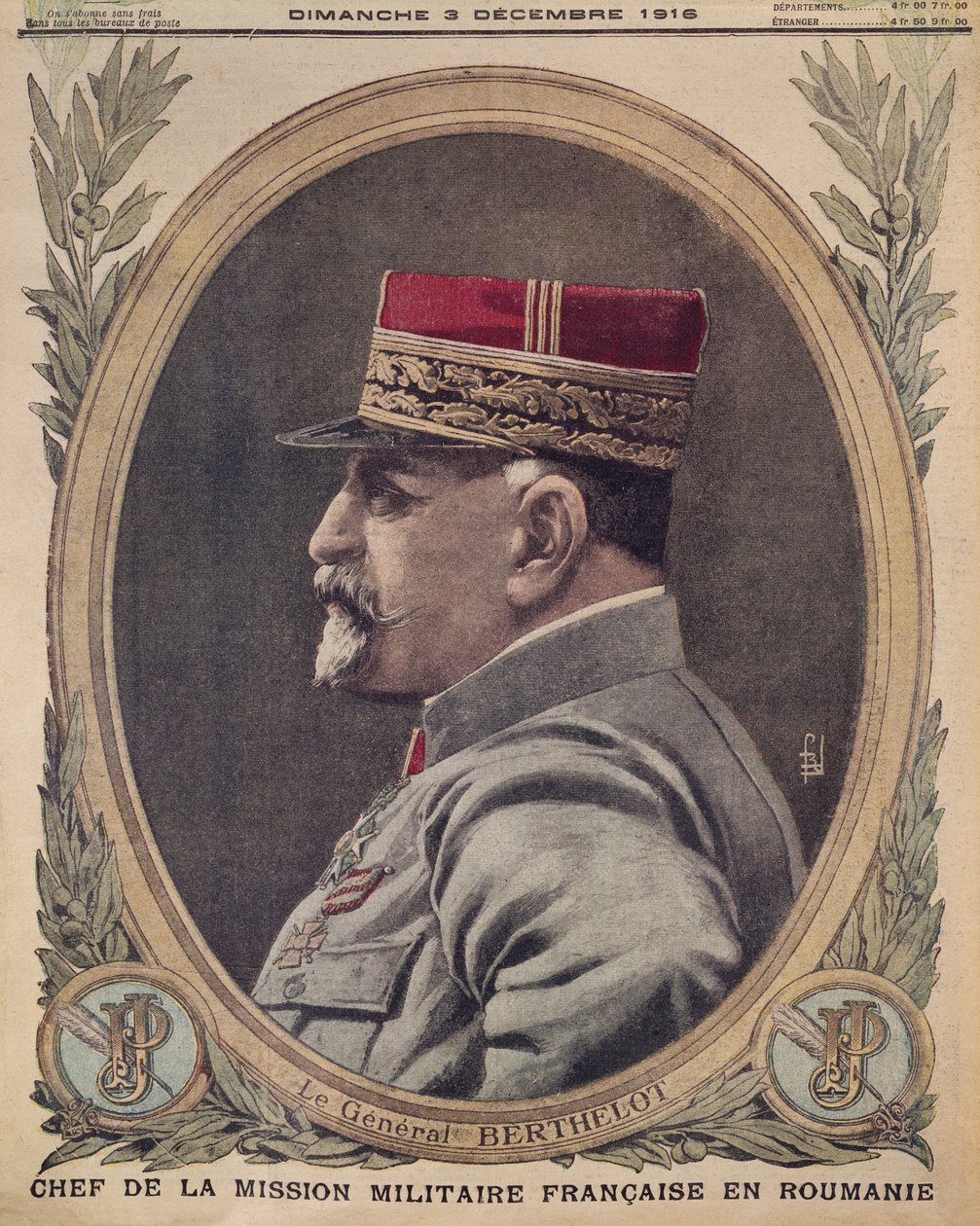 General Berthelot, Chef der französischen Militärmission in Rumänien, Titelillustration aus Le Petit Journal, supplement illustre, 3. Dezember 1916 von French School
