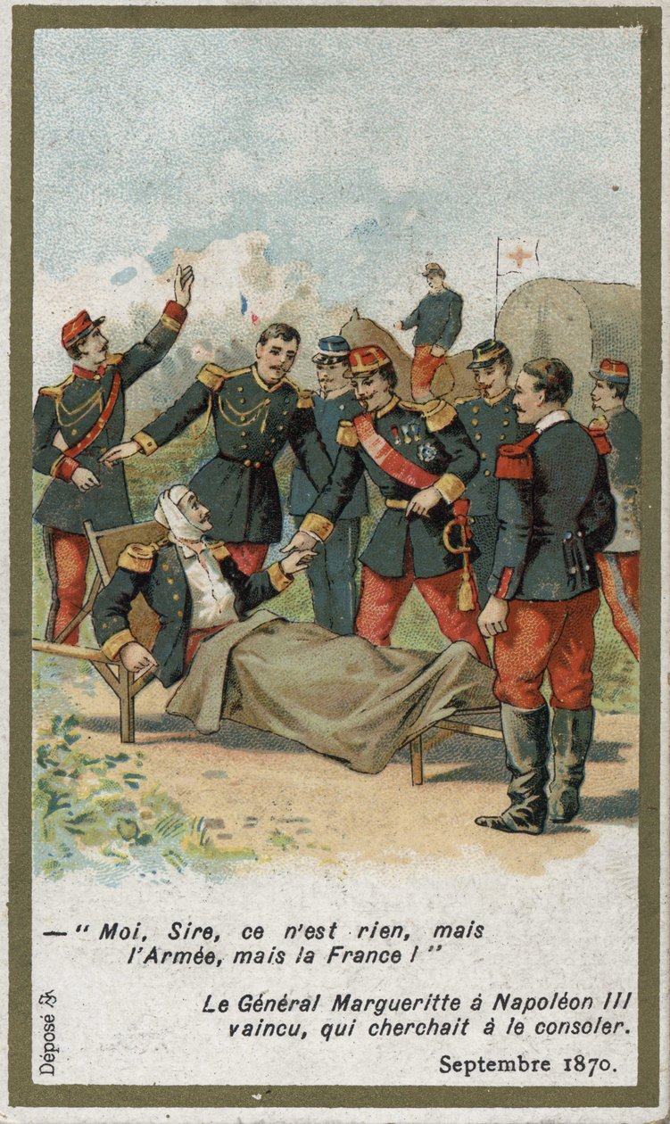 General Jean Auguste Margueritte tödlich verwundet während der Schlacht von Sedan am 2. September von French School